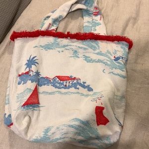 HAND CRAFTED Tote Bag vintage towels. All Purpose Shoulder Straps Purse.